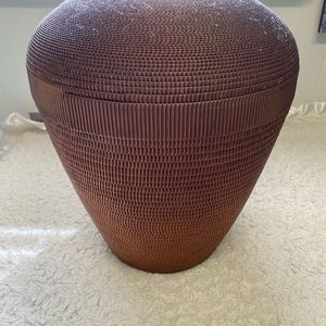 Postmodern Corrugated Cardboard Vase copper look 13.5” tall